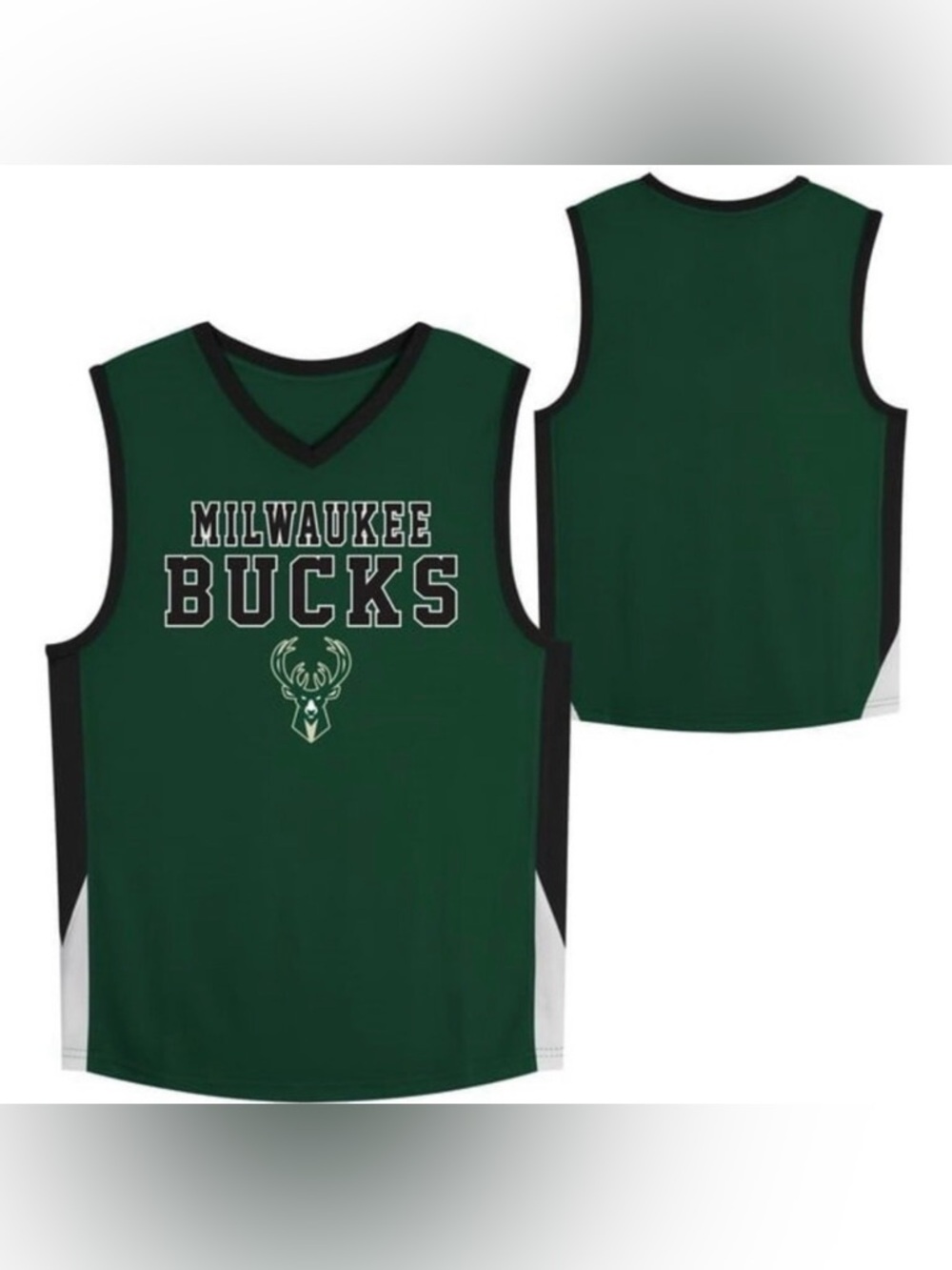 NWT [NBA] Milwaukee Bucks Plan Green/Black Basketball Jersey Youth Sz XL (18/20)